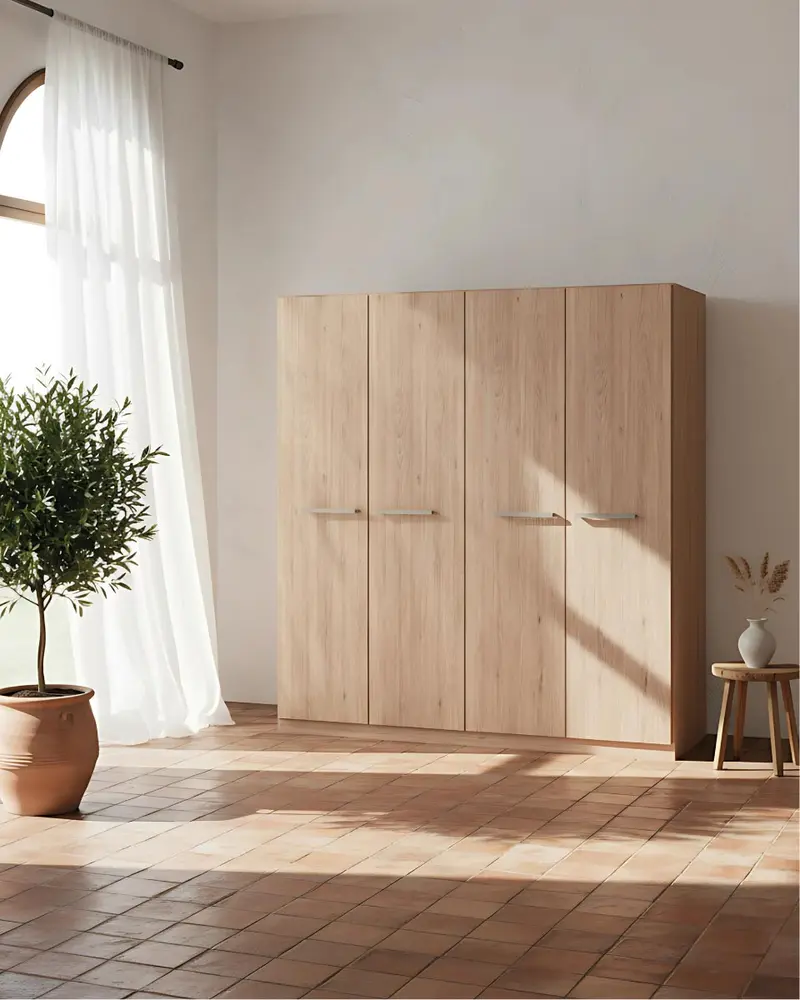 Armadio Kai H.186 - Guardaroba moderno - 4 ante - 4 varianti colore personalizzabile - 2 ripiano regolabile incluso - ripiani regolabili opzionali