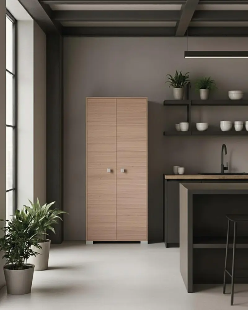 Armadio multiuso Clara 2 ante - Mobile contenitore dispensa salvaspazio - Colore virginia - 5 ripiani interni - 75x180x35 cm