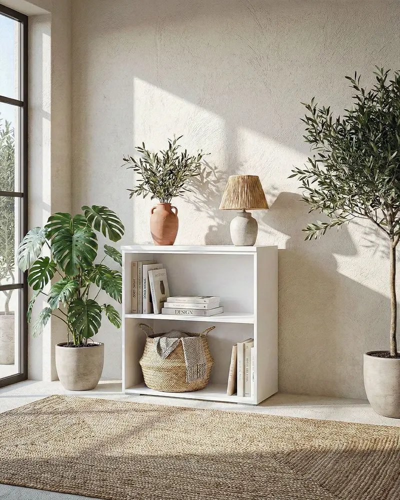 Armadio ufficio Arizona - Mobile archivio - 1 mensola inclusa - L. 90 x H. 83 x P. 42,5 cm – Bianco
