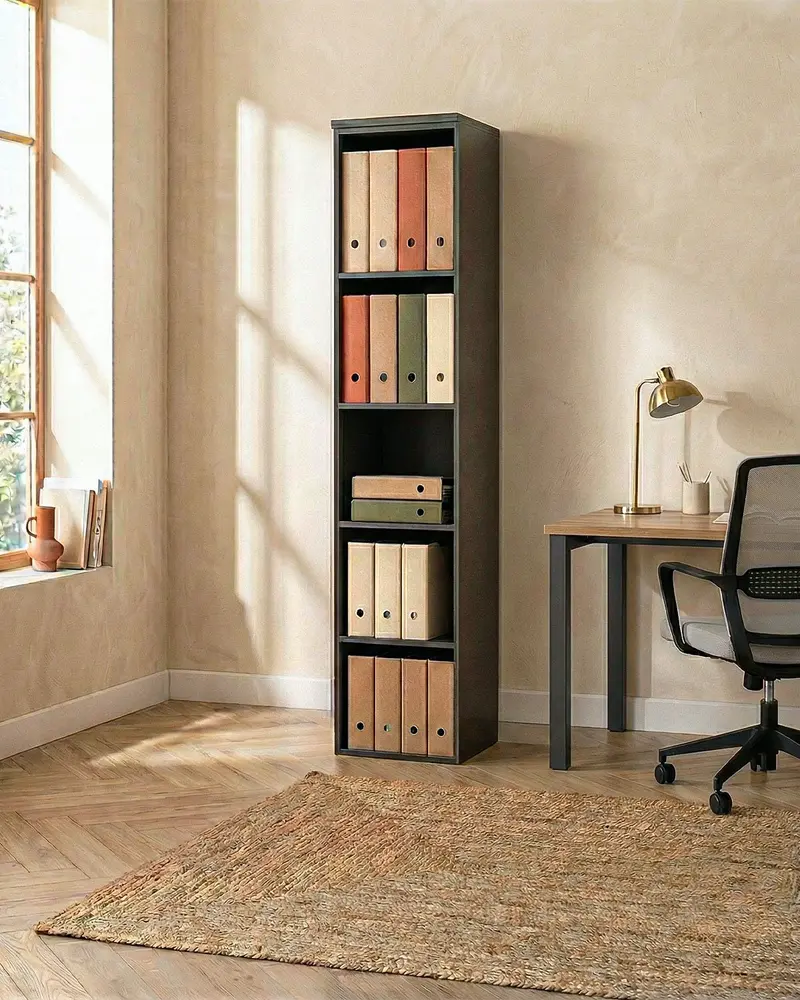 Armadio ufficio Tampa - Mobile archivio - 4 mensole incluse - L. 45 x H. 199 x P. 42,5 cm – Antracite