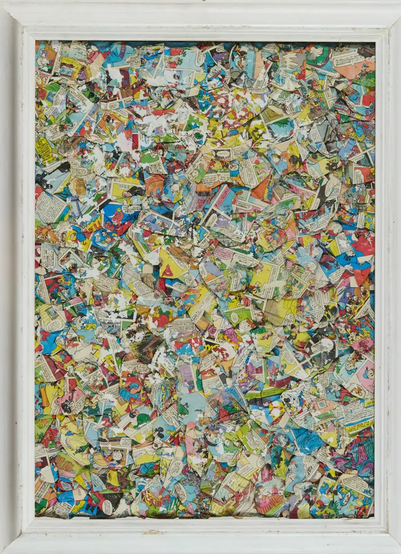 Arturo Carmassi – “BamDpatabitte" – collage di fumetti su tela – 1970 ca
