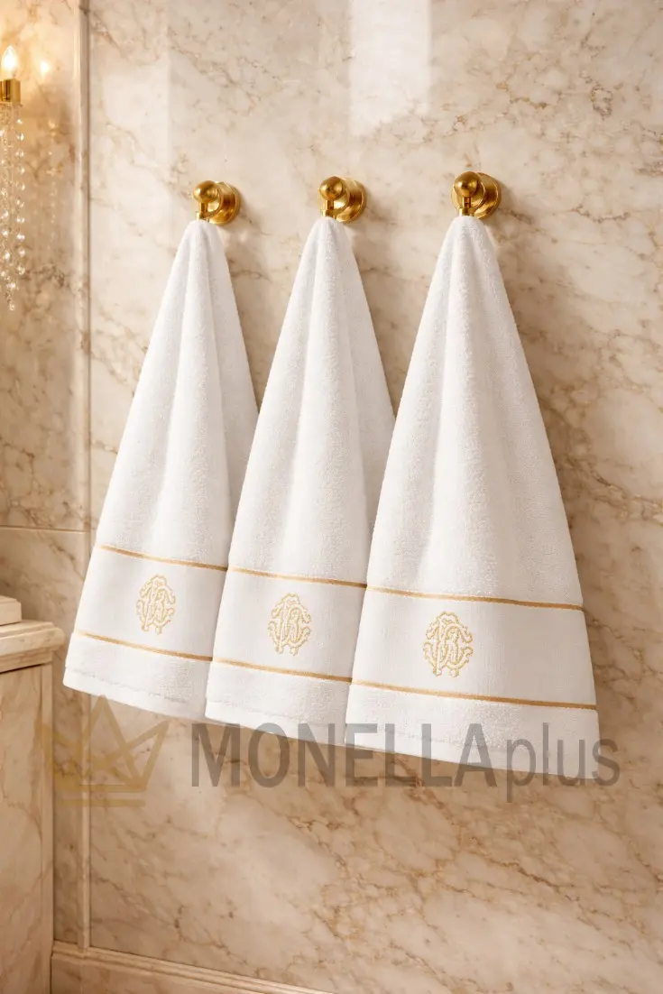 Asciugamani Set 3 Pezzi 40x60 Ospiti Gold New