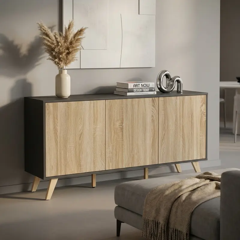 Asteria - credenza in truciolare antracite marrone