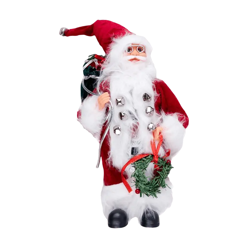 Babbo Natale Classico con Regali e Ghirlanda 30 cm