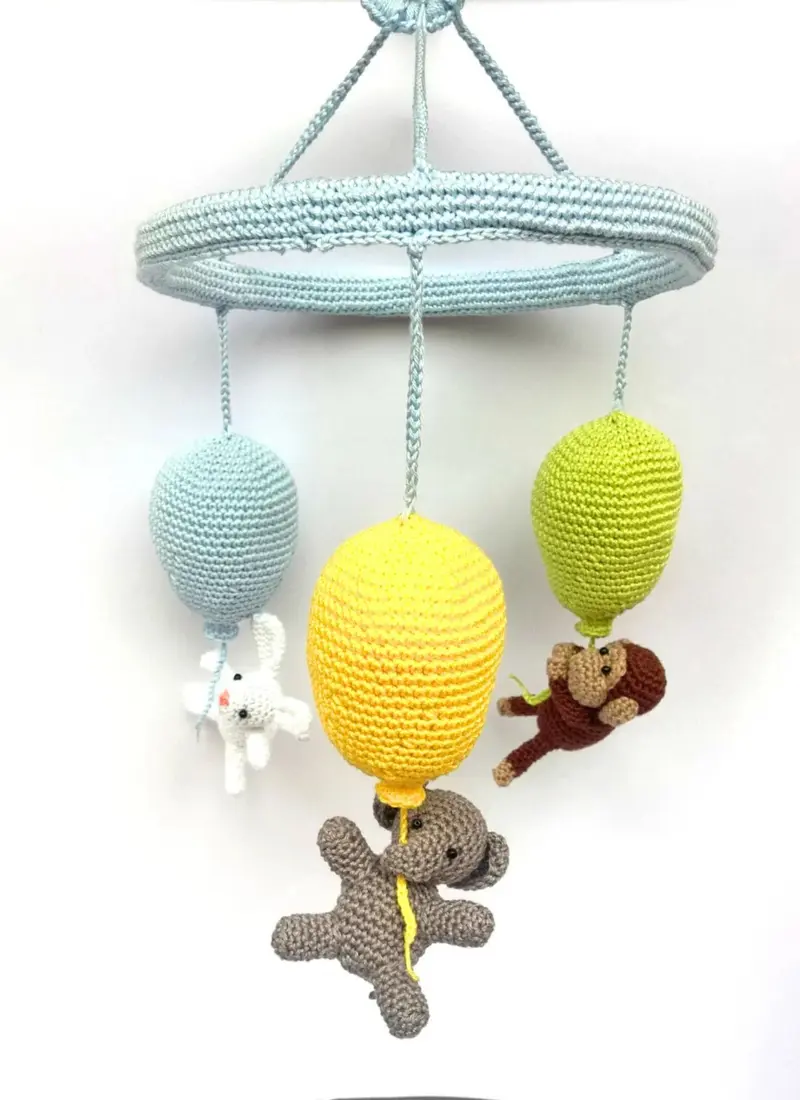 Balloons and animals baby mobile