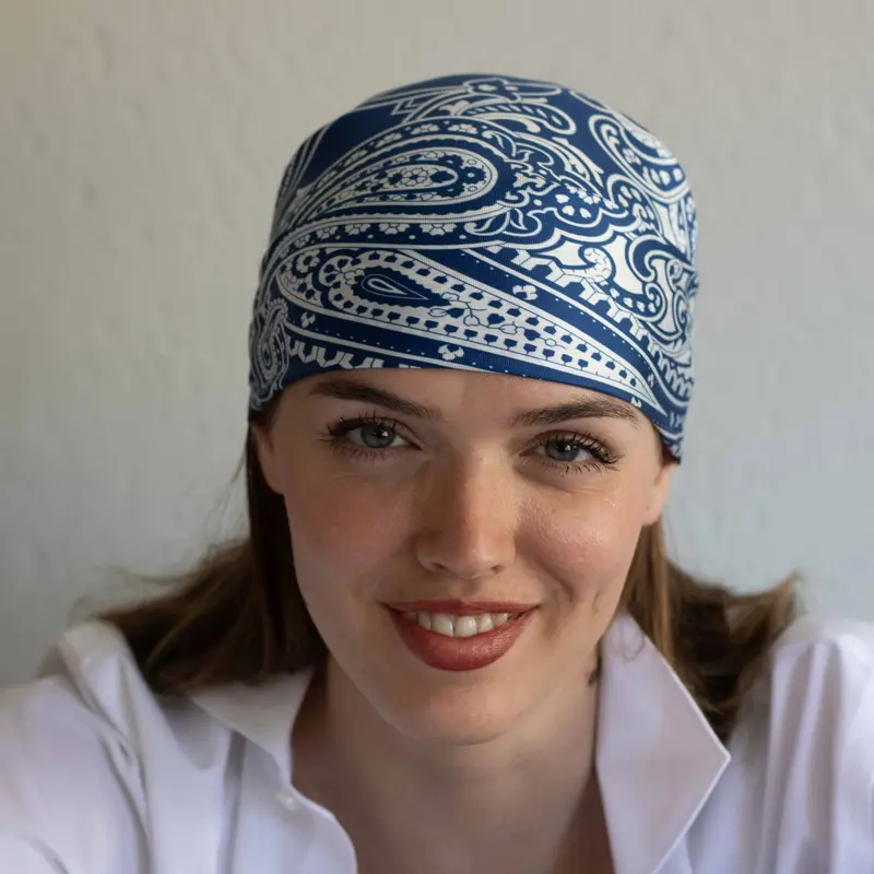 Bandana in pura seta Paisley Blu - 945
