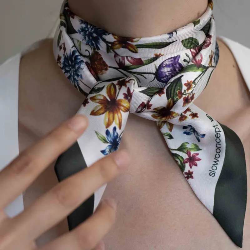 Bandeau in pura seta stampa floreale - 929