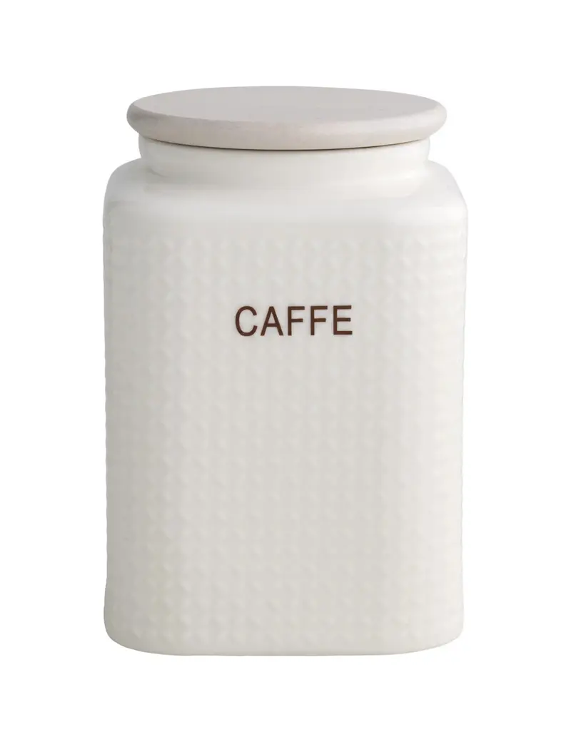 BARATTOLO CAFFE PORCELLANA BIANCA C/TAPPO BAMBOO NATURALE