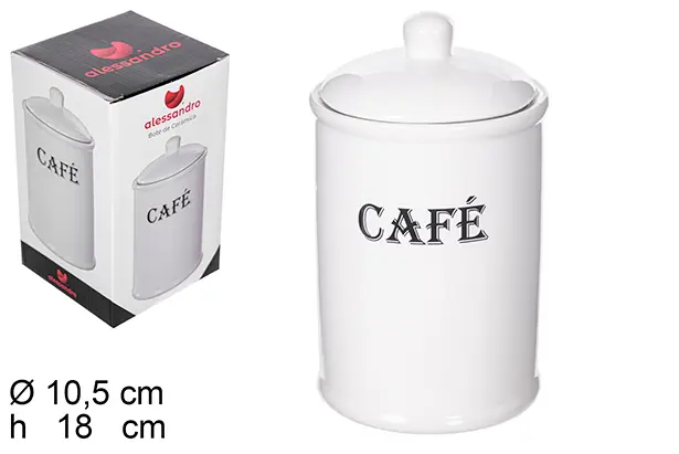 BARATTOLO DA CUCINA CON COPERCHIO IN CERAMICA BIANCA CAF