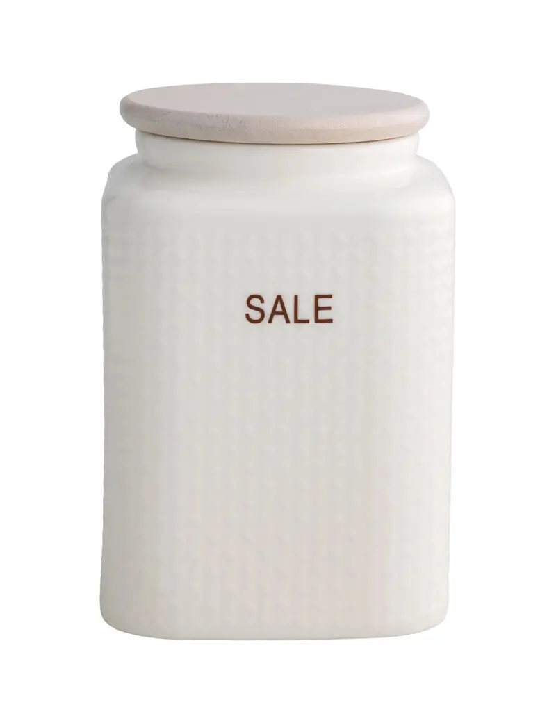 BARATTOLO SALE PORCELLANA BIANCA C/TAPPO BAMBOO NATURALE