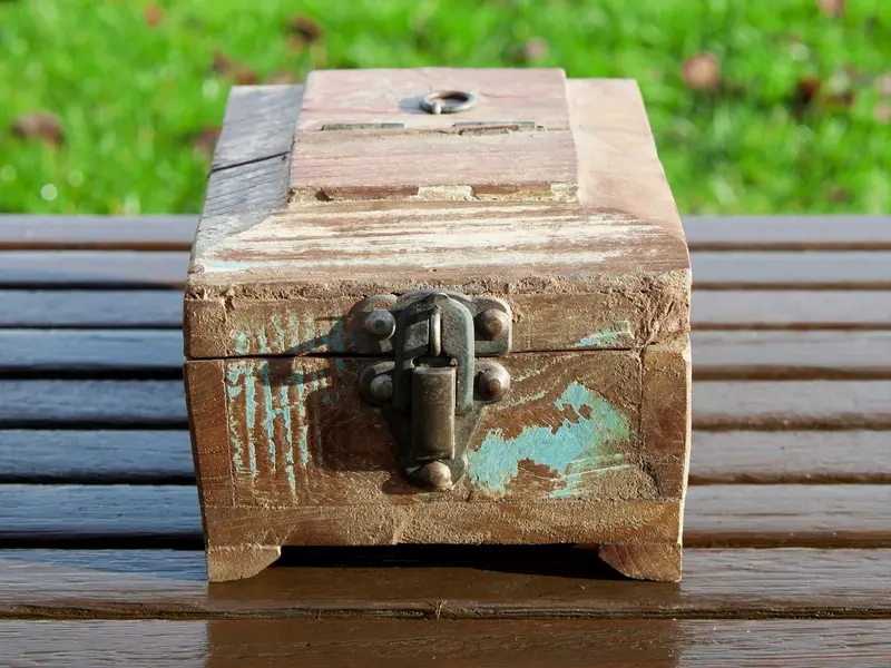 Barber box vintage anni 70 in legno di teak riciclato con specchio - India