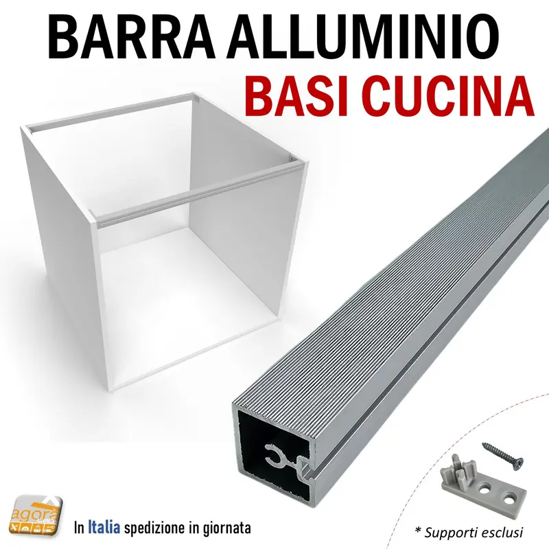 BARRA TRAVERSO 18x18 CONNETTORE BASE CUCINA ALLUMINIO BOX BASI 235cm