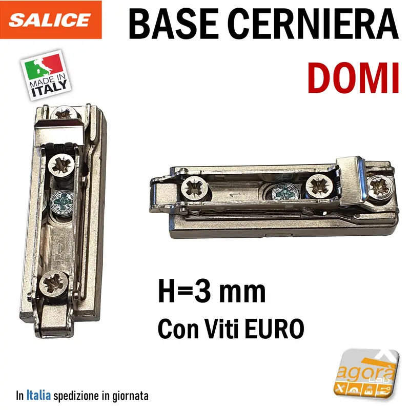 BASE PER CERNIERA A MOLLA SALICE LINEARE INNESTO RAPIDO REGOLABILE H=3 CON VITE EURO BARPGR39
