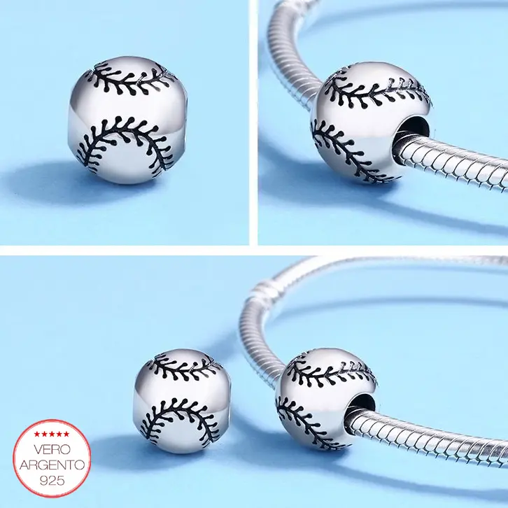"BaseballCharm" - Charm palla baseball in argento - IN ESCLUSIVA