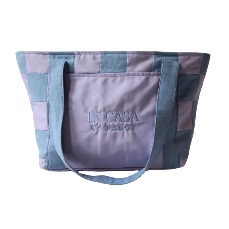 Beach Blue and Lilac Patchwork Beach Bag