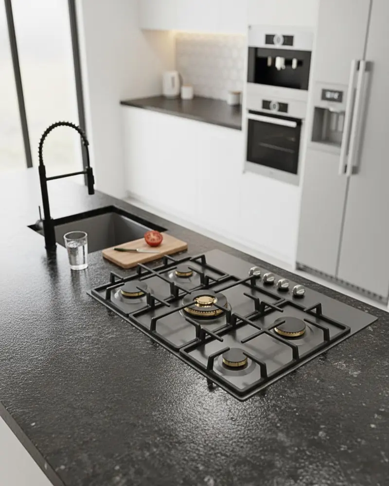 BERTAZZONI - Piano Gas P905CHERNE 90 cm con dual wok centrale - Serie Heritage
