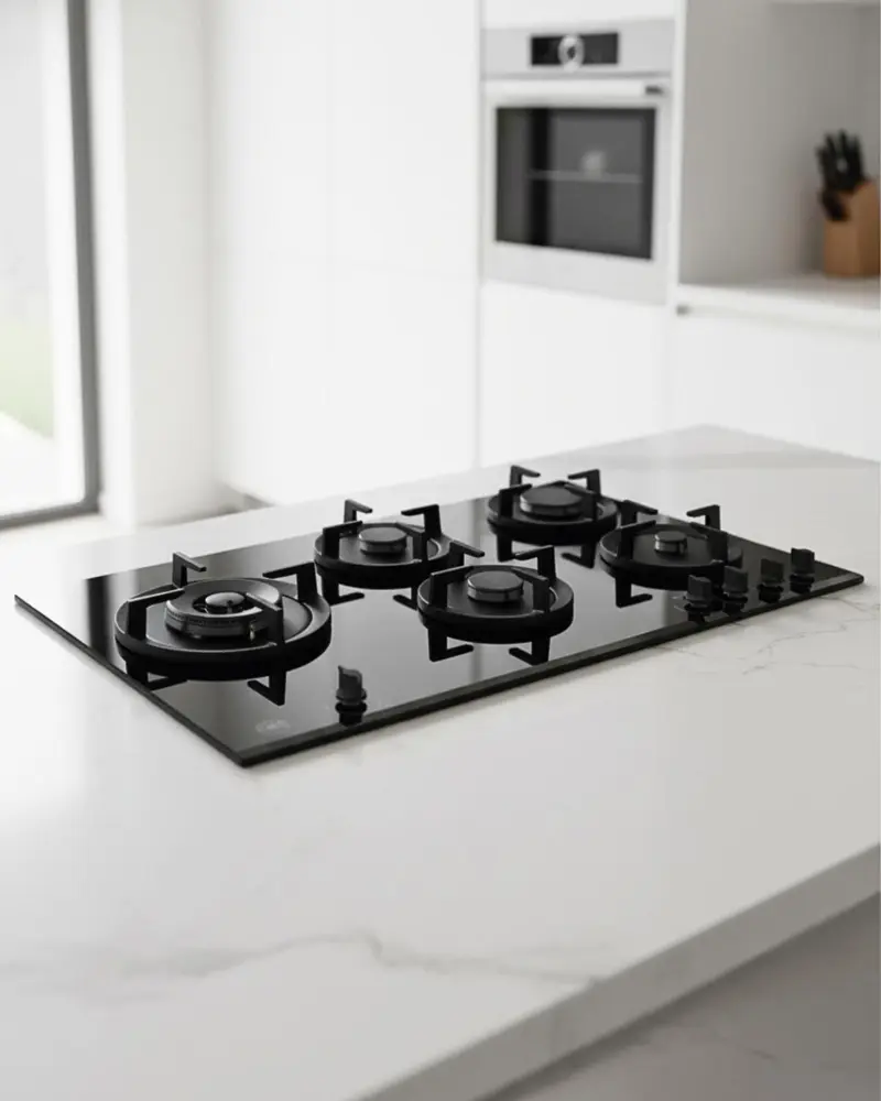 BERTAZZONI - Piano Gas P905LMODGNE 90 cm in cristallo con wok laterale - Serie Modern