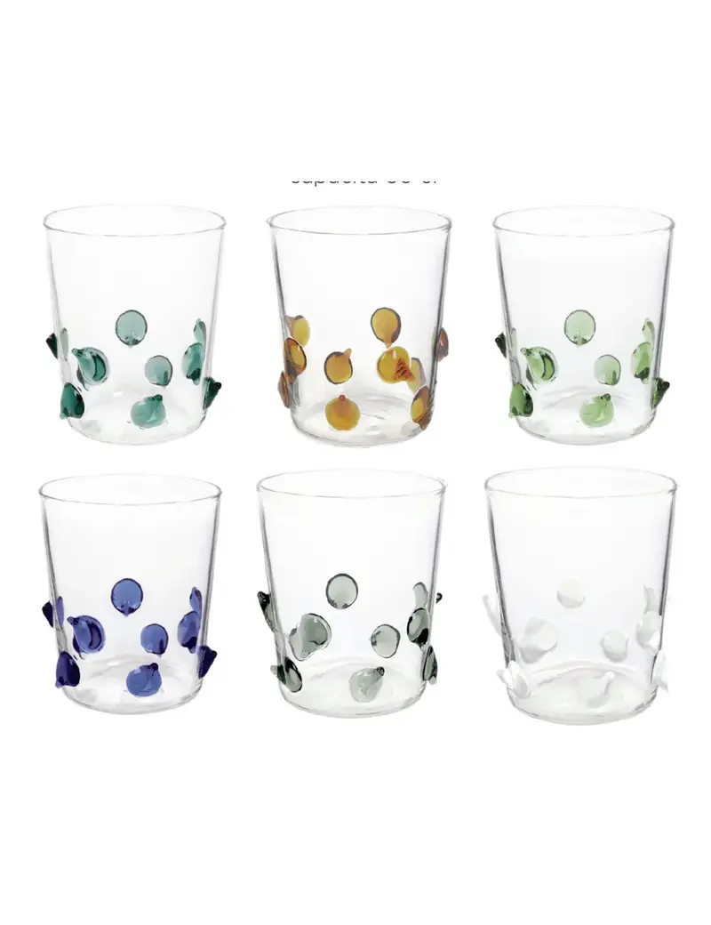 BICCHIERE GINEVRINE COLORI ASSORTITI SET 6 PZ VETRO BOROSILICATO