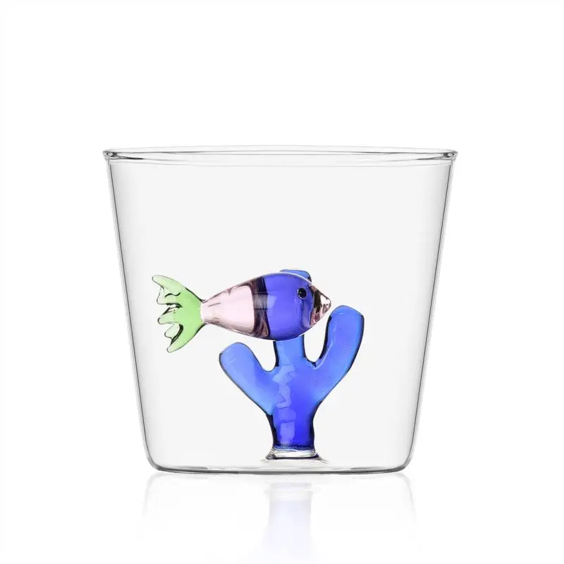 Bicchiere Pesce Rosa - Alga Blu