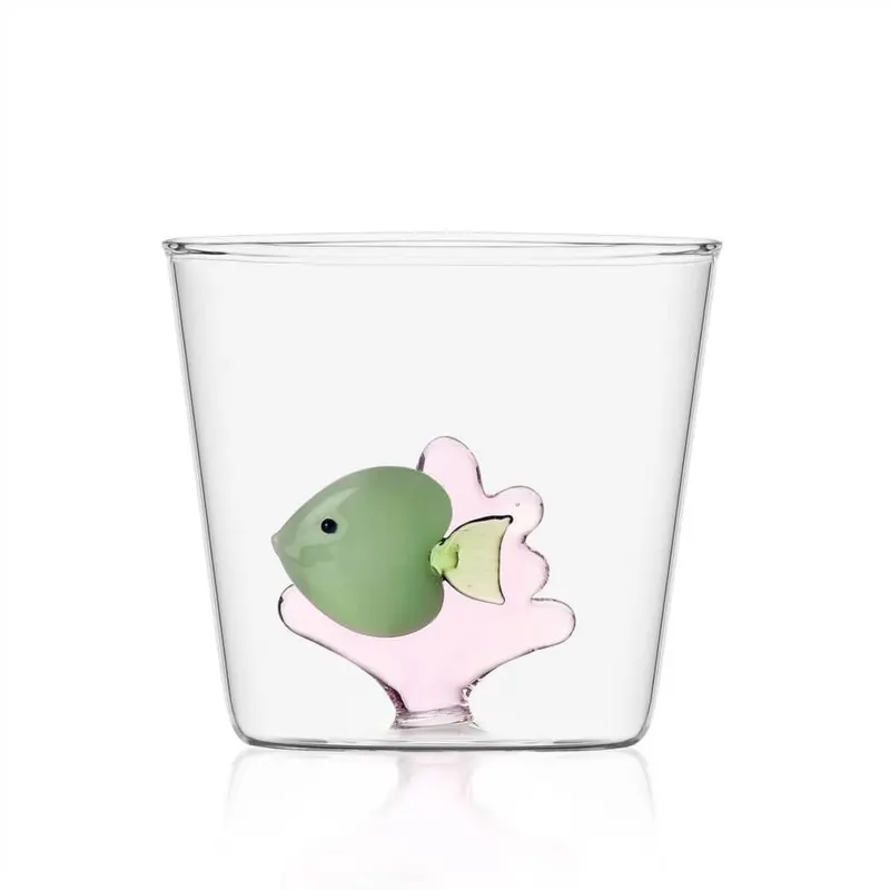 Bicchiere Pesce Verde - Alga Rosa