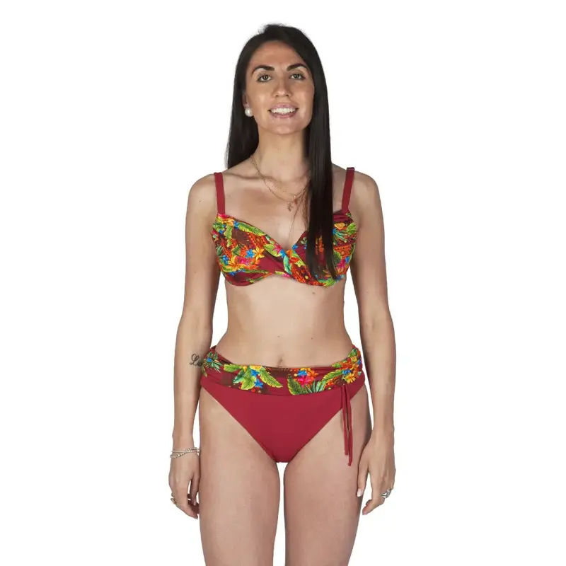 Bikini con ferretto e intreccio a caramella e slip a doppia altezza Juicy Mosaic