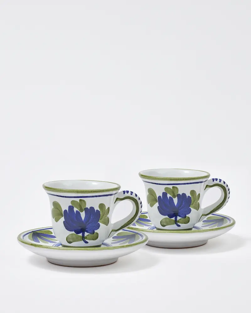 Blossom Espresso Cup and Saucer, Blue (Set of 2)