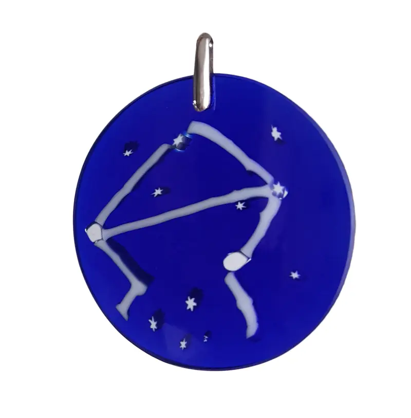 Blue Constellation Murano Glass Round Pendant