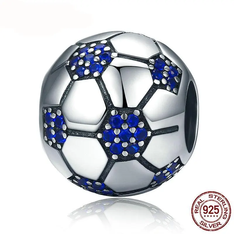 "BlueSoccerCharm" - Charm calcio in argento con inserti blu - IN ESCLUSIVA
