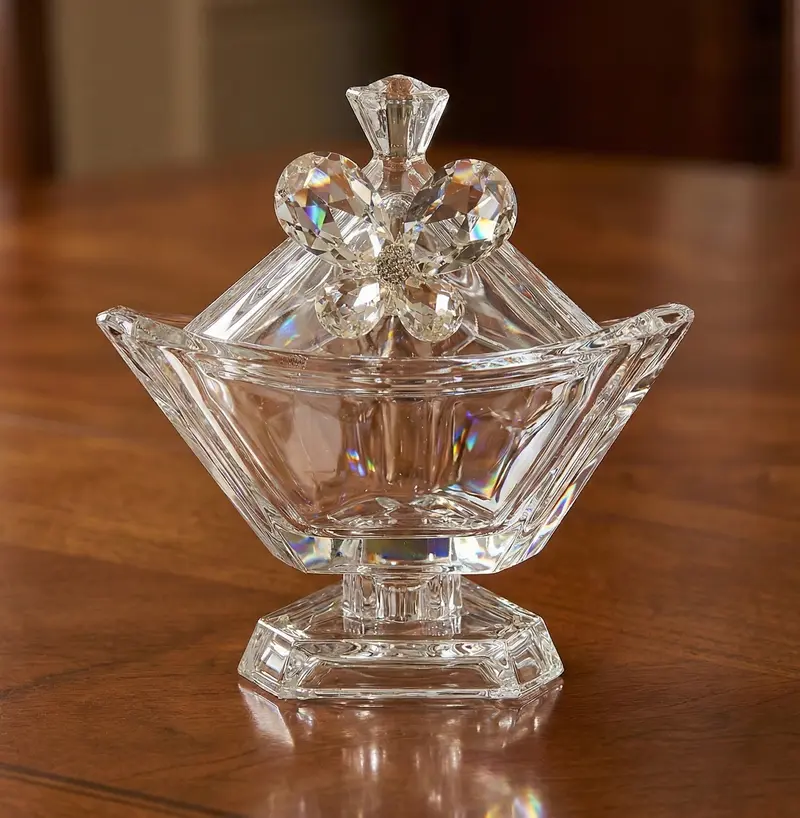 Bomboniera matrimonio scatola triangolare in vetro con decorazione farfalla in cristallo harmony SNVT23271