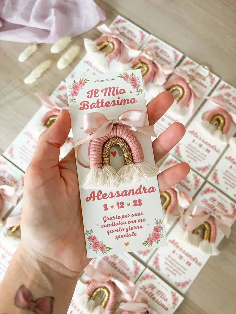 Bomboniera Segnaposto Arcobaleno in Macramè personalizzata - 2 Archi