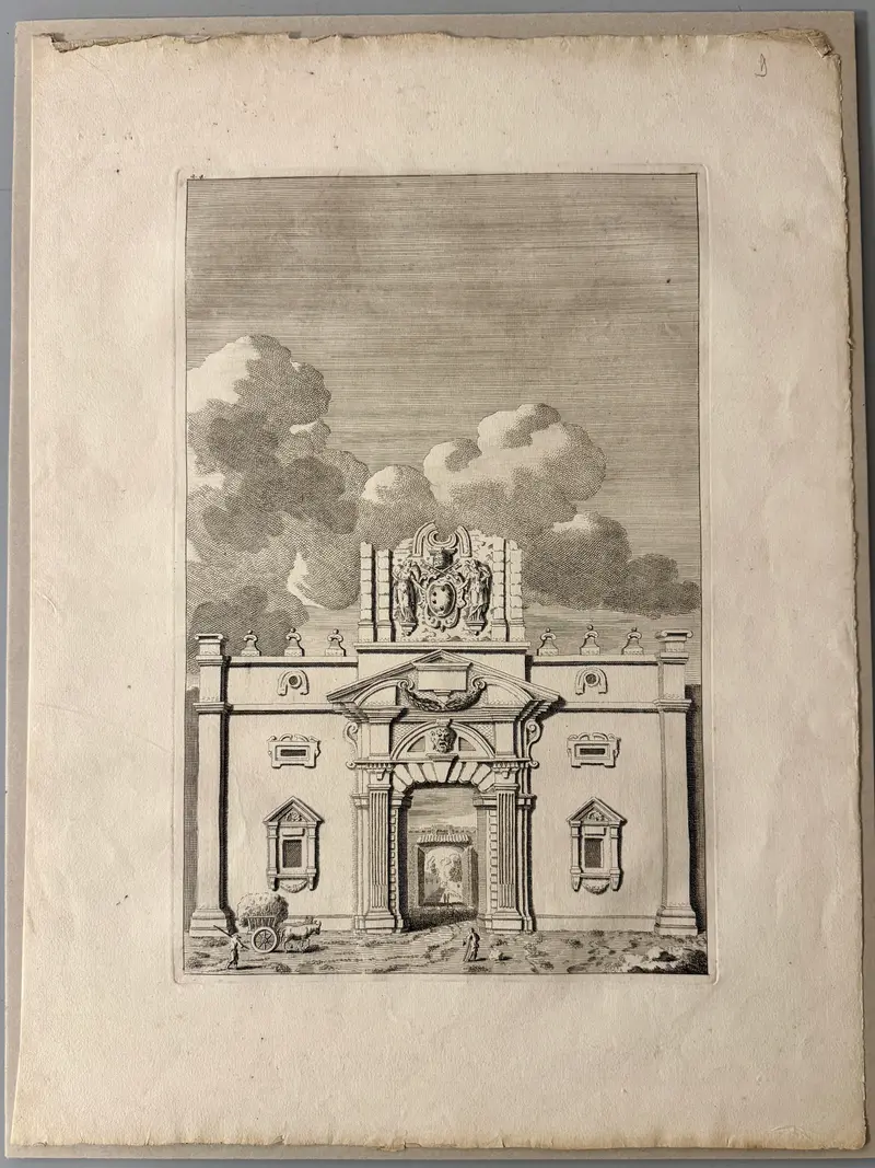 Bonaventura Von Overbeek - "Porta Pia Roma" - incisione acquaforte su carta - 1709