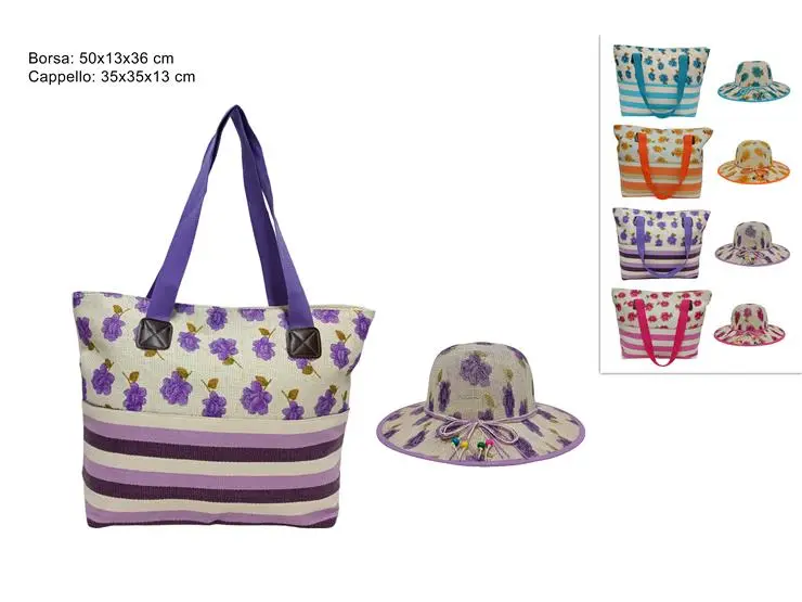 BORSA CAPPELLO MARE IN PAGLIA FANTASIA FIORI 4COL 2023212