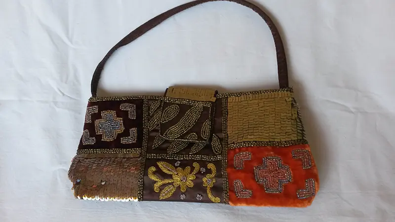 Borsa da sera in seta marrone