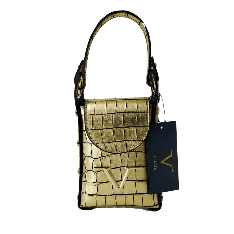Borsa Donna V Versace Italia in Pelle Gold - Luxury Leather Bag Elegante e Raffinata