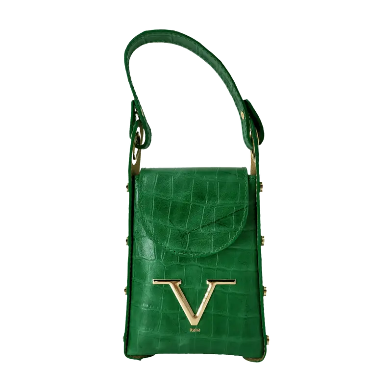 Borsa Donna V Versace Italia in Pelle Green - Luxury Leather Bag Elegante e Raffinata