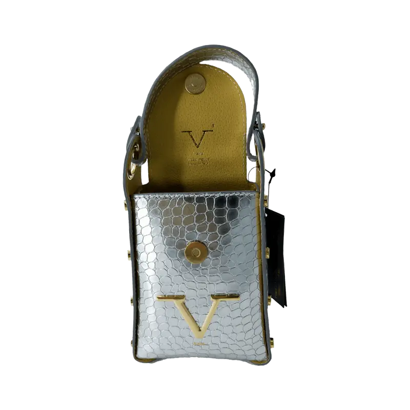 Borsa Donna V Versace Italia in Pelle Silver - Luxury Leather Bag Elegante e Raffinata