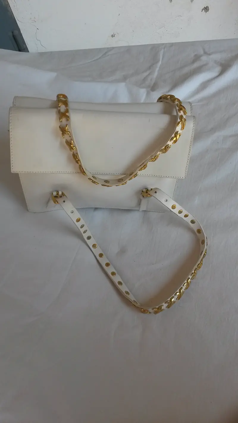 Borsa in pelle bianca