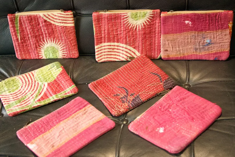 borsellino in cotone stile kantha, tipico indiano etnico hand made