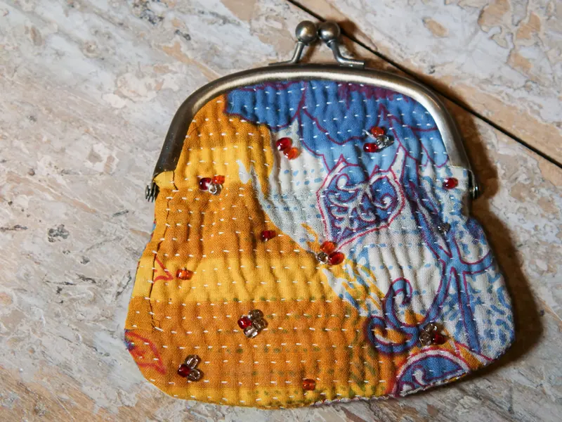 borsellino in cotone stile kantha, tipico indiano etnico hand made cod.J11