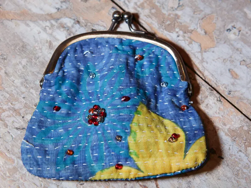 borsellino in cotone stile kantha, tipico indiano etnico hand made cod.J9