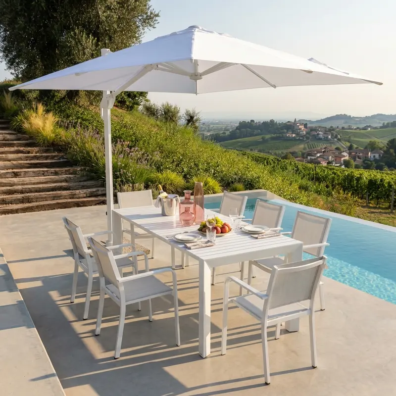 Bosforo - ombrellone laterale nylon bianco 4 x 4 m