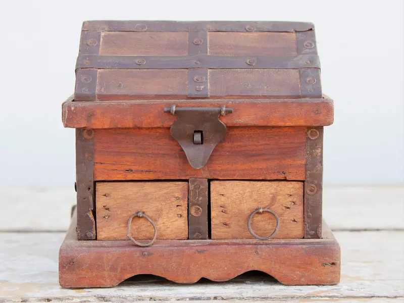 box india in legno e metallo cod.BOX69