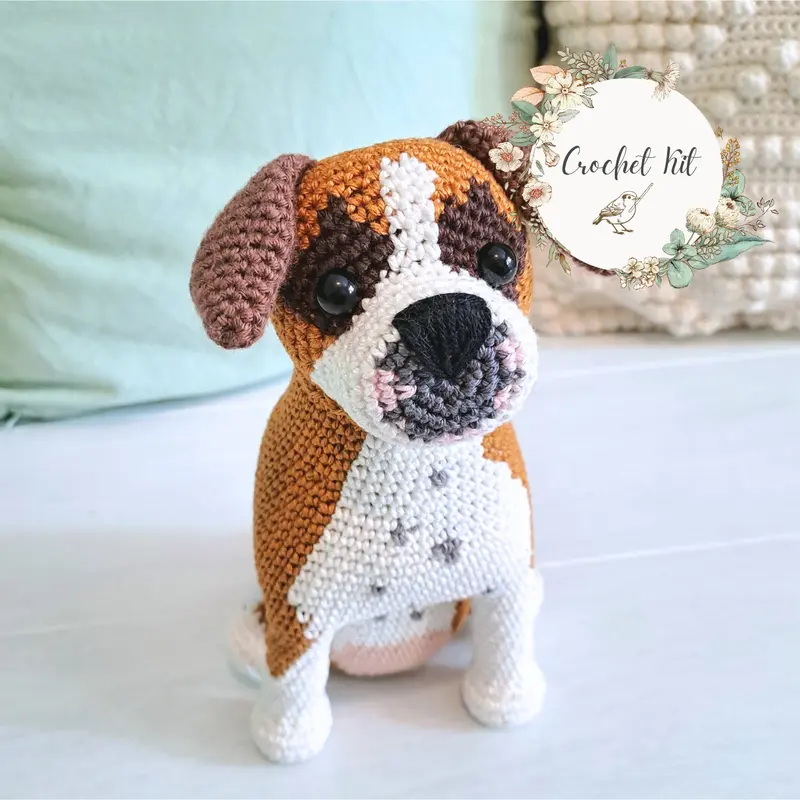 Boxer Pet Plush Crochet Kit - Complete Amigurumi DIY Set