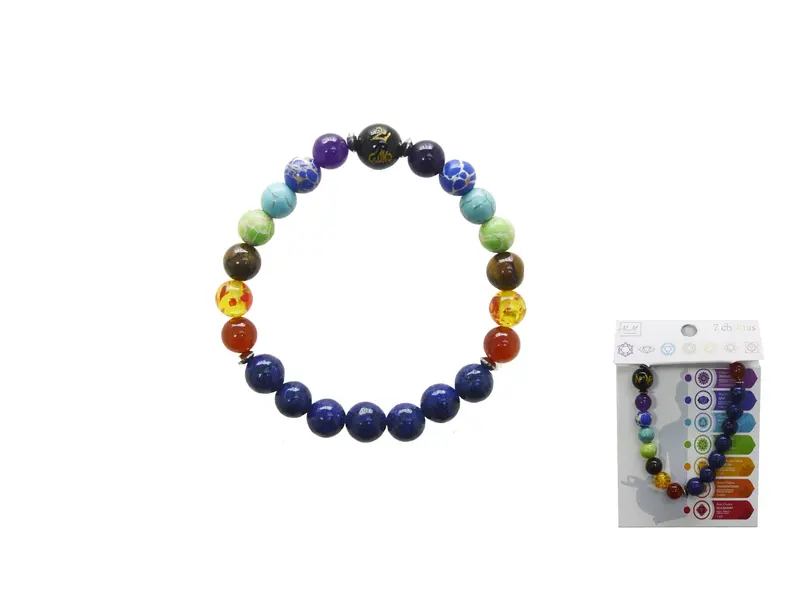 BRACCIALE A TRE FILI DI PIETRA GREZZA CON MOTIVO BLU