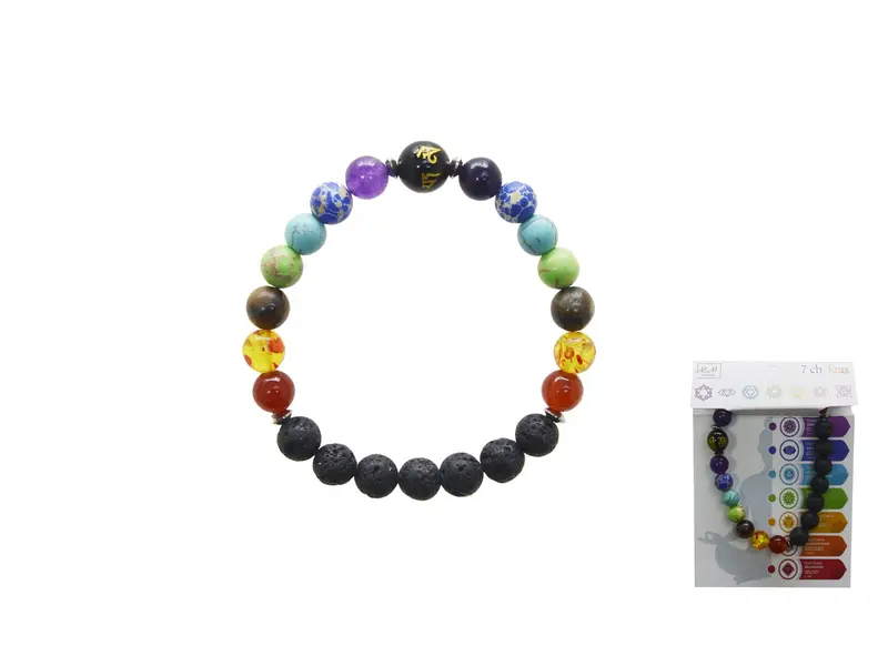 BRACCIALE A TRE FILI DI PIETRA GREZZA IN PIETRA VULCANICA