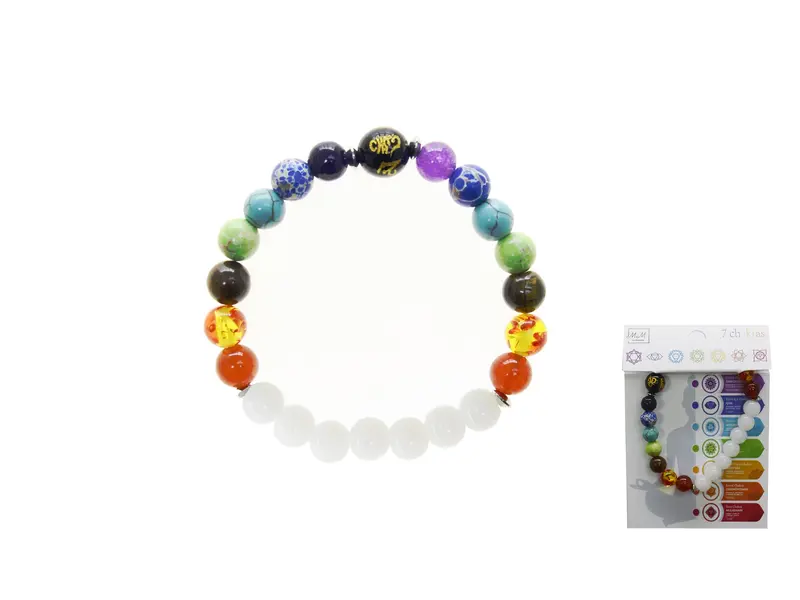 BRACCIALE CON TRE FILI DI PIETRE GREZZE E CRISTALLO BIANCO