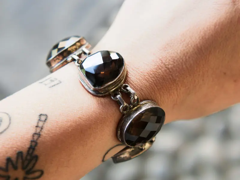 bracciale indiano in  argento con topazio fumè     cod.BRACC39