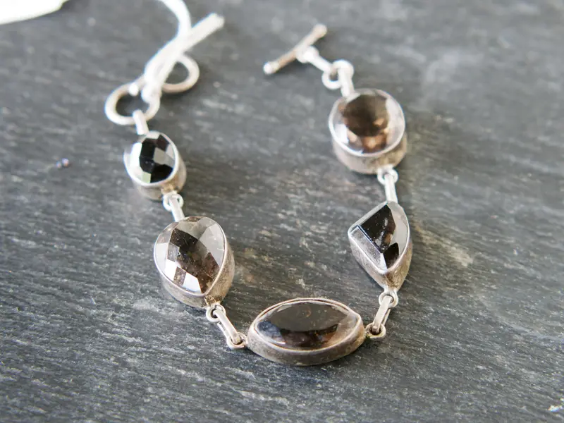 bracciale indiano in  argento con topazio fumè     cod.BRACC40