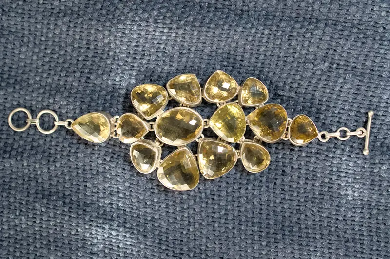 bracciale indiano in argento e quarzo citrino