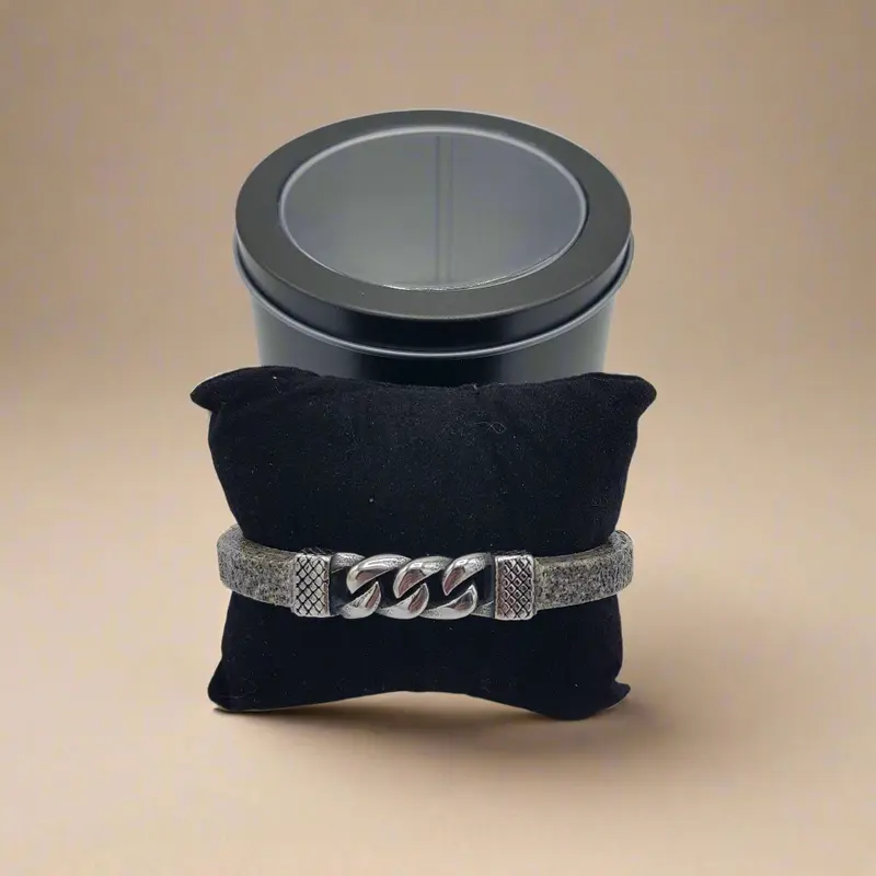Bracciale Uomo Lunar Glow in Marmo e Acciaio – Elegante Accessorio Naturale